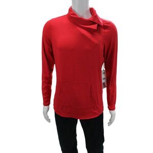 JoFit Unisex Pullover Sweatshirt Red Mock Neck Zip Long Sleeve Size L